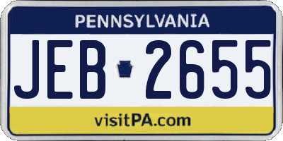 PA license plate JEB2655
