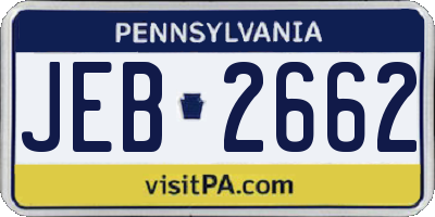 PA license plate JEB2662