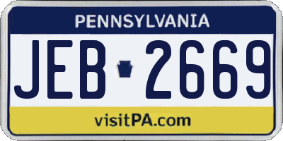 PA license plate JEB2669
