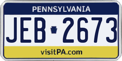 PA license plate JEB2673