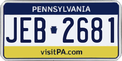PA license plate JEB2681