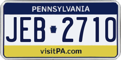 PA license plate JEB2710