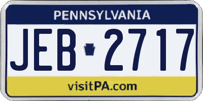 PA license plate JEB2717