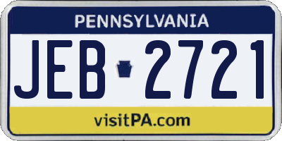PA license plate JEB2721