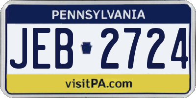 PA license plate JEB2724