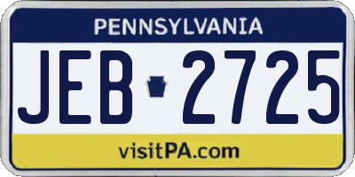 PA license plate JEB2725