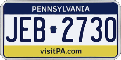 PA license plate JEB2730