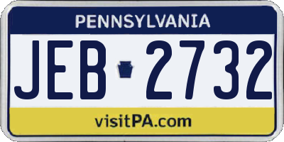 PA license plate JEB2732