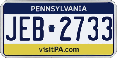 PA license plate JEB2733