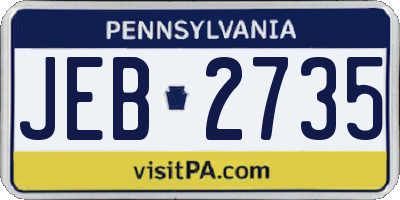 PA license plate JEB2735