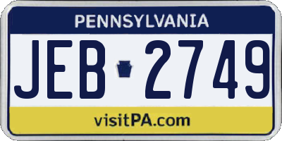 PA license plate JEB2749