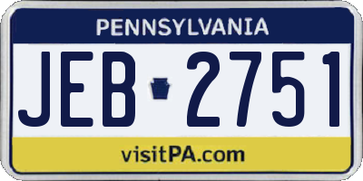 PA license plate JEB2751