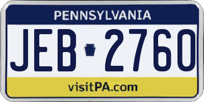 PA license plate JEB2760