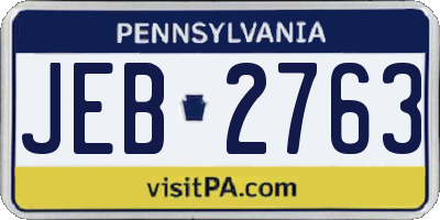 PA license plate JEB2763