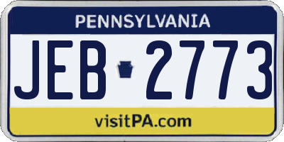 PA license plate JEB2773