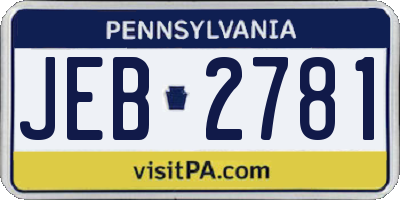 PA license plate JEB2781