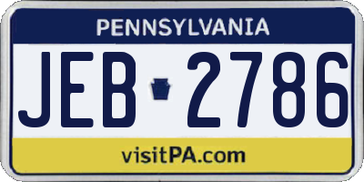 PA license plate JEB2786