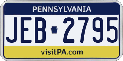 PA license plate JEB2795