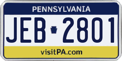 PA license plate JEB2801