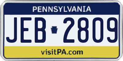 PA license plate JEB2809