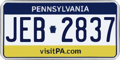 PA license plate JEB2837