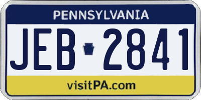 PA license plate JEB2841