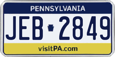PA license plate JEB2849