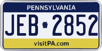 PA license plate JEB2852