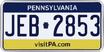 PA license plate JEB2853