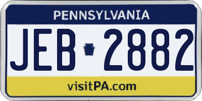 PA license plate JEB2882