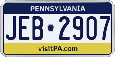 PA license plate JEB2907