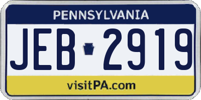 PA license plate JEB2919
