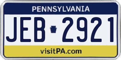 PA license plate JEB2921