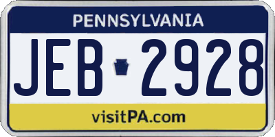 PA license plate JEB2928