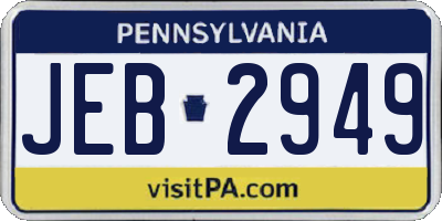 PA license plate JEB2949