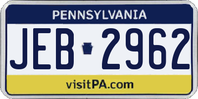 PA license plate JEB2962