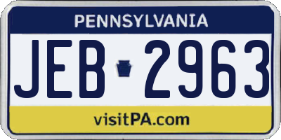 PA license plate JEB2963