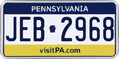 PA license plate JEB2968