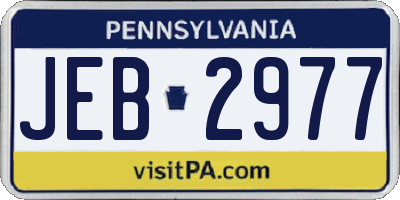 PA license plate JEB2977