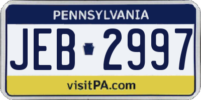 PA license plate JEB2997