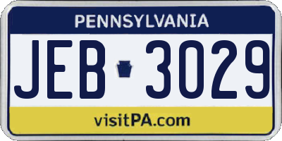 PA license plate JEB3029