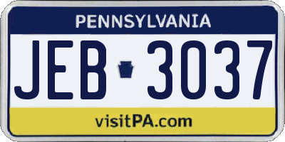 PA license plate JEB3037