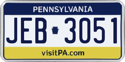 PA license plate JEB3051