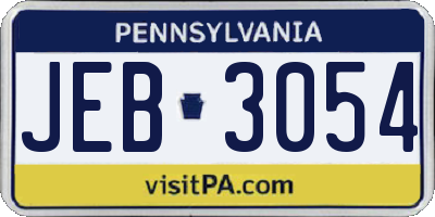 PA license plate JEB3054