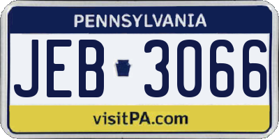 PA license plate JEB3066