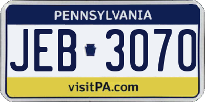 PA license plate JEB3070
