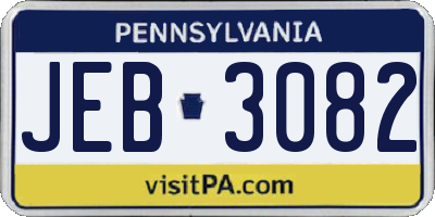 PA license plate JEB3082