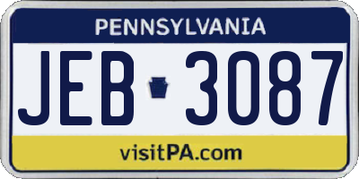 PA license plate JEB3087