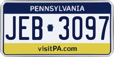 PA license plate JEB3097