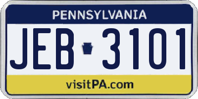 PA license plate JEB3101